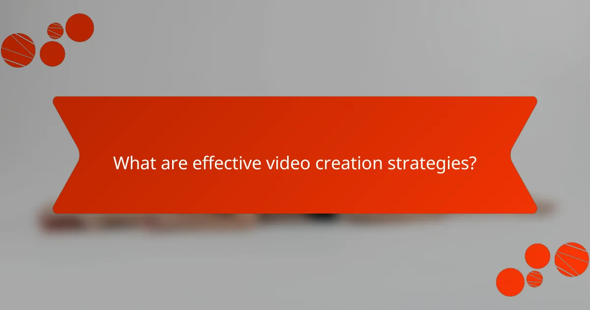 What are effective video creation strategies?
