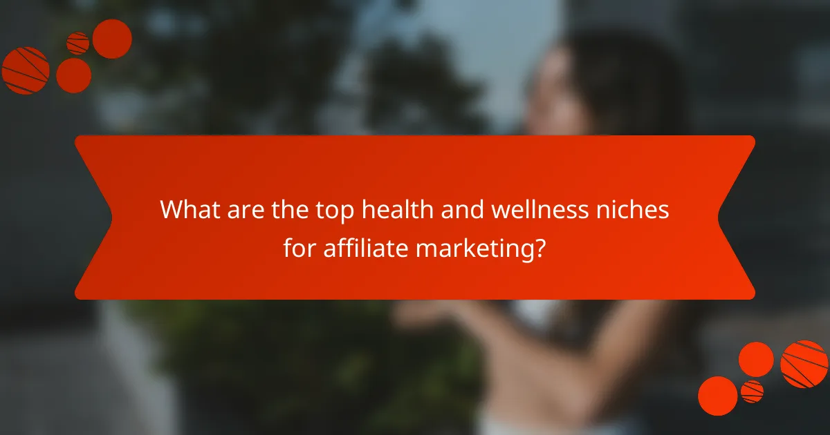 What are the top health and wellness niches for affiliate marketing?